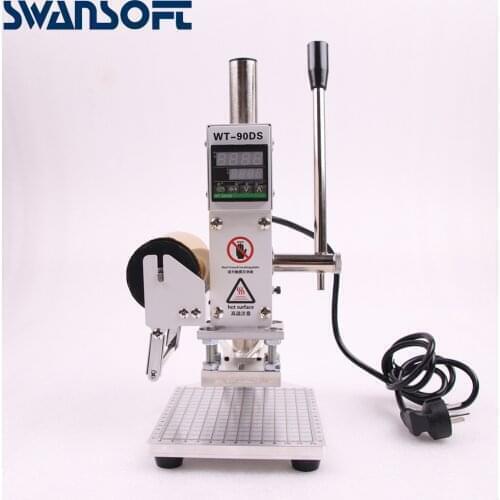 SWANSOFT WT90DS Manual PVC Card Leather Paper LOGO Hot Foil Stamping Bronzing Embossing Machine Heat Press Machine Punch Press