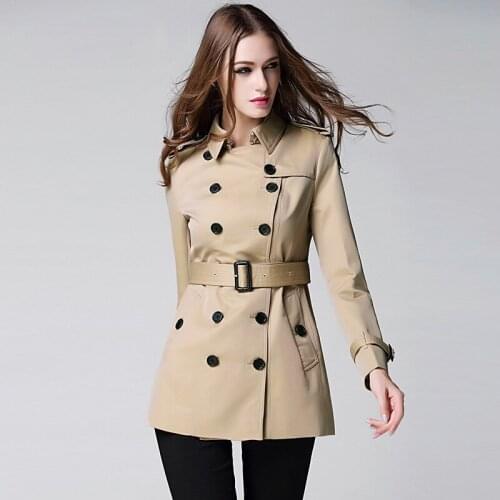 Trench coat long spring waterfall runway dust coats women 2019 plus size double breasted female ladies windbreaker khaki cotton