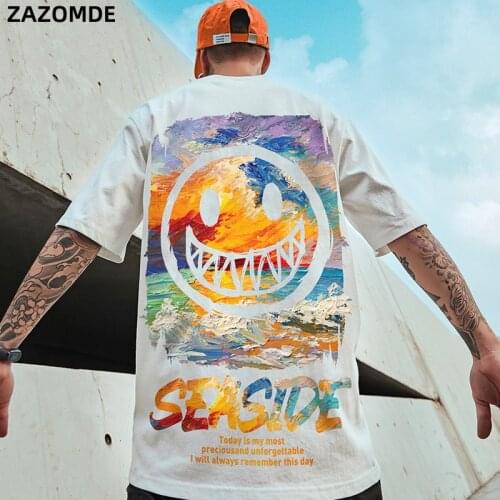 ZAZOMDE 2021 Funny Printing T-shirt Men Summer Half Sleeve Tshirt Large Size Casual Fashion Hip Hop Graffiti Tops Tees Plus Size