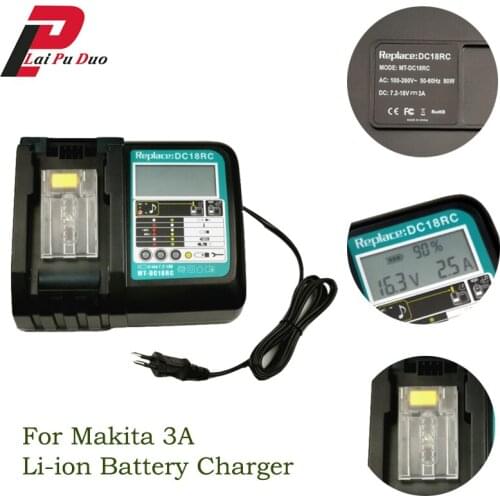 DC18RC DC18RF Li-ion Battery Charger with LCD Screen 3A Charging Current For Makita 7.2V-18V BL1430 BL1830 BL1840 BL1415 BL1815