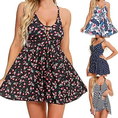 New Summer Women Printing Push Up Padded Top Tummy Control Boyshorts Bathing Beach Suit Swimsuit Swimwear for Swimming