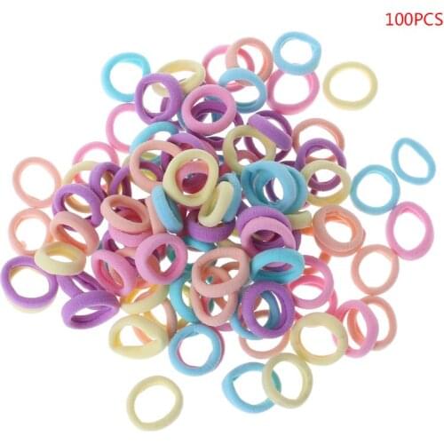 100 Pcs/Bag Children Cute Candy Cartoon Solid Elastic Hair Bands Girls Lovely Srunchies Rubber Bands Kid Hair Accessories