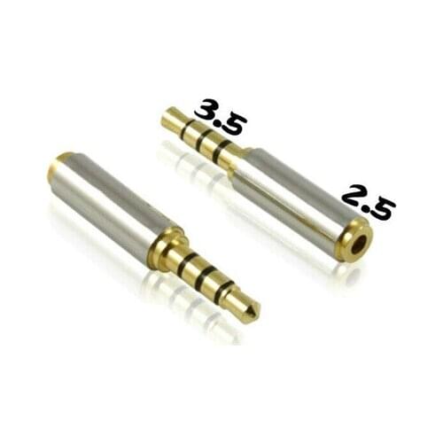 200pcs/lot Headphone Audio 3.5mm Male to 2.5mm Female Gold Stereo MIC Adapter Converter