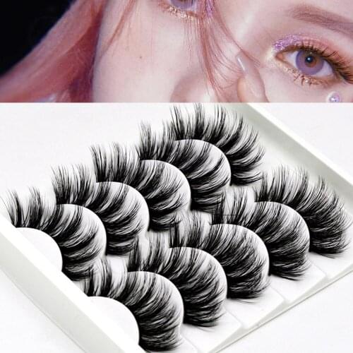 5 Pairs Faux Mink lashes 3D Mink Lashes Volume Natural long Cross False Eyelashes Beauty Makeup False eye lashes Extended