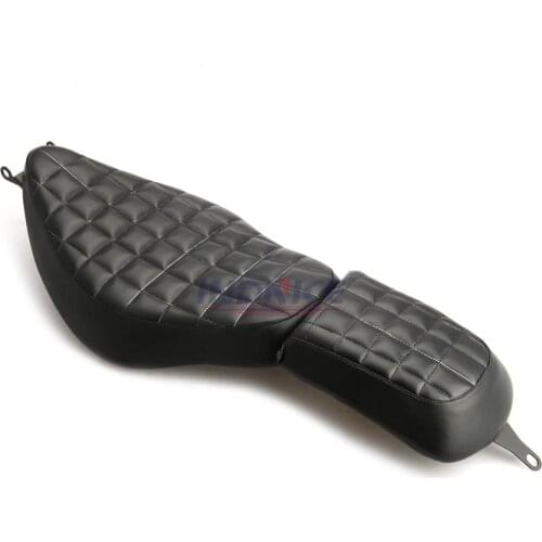 Black front driver leather Passenger pillow double seat cushions for Harley Sportster 1200 SuperLow X48 08-17