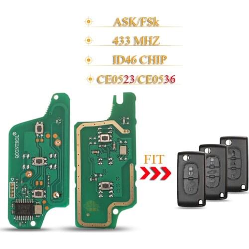 Kutery 2/3 Buttons ASK/FSK Remote Key Circuit Board For Peugeot 207 408 307 308 408 Citroen C2 C3 C4 Picasso ID46 CE0536/523