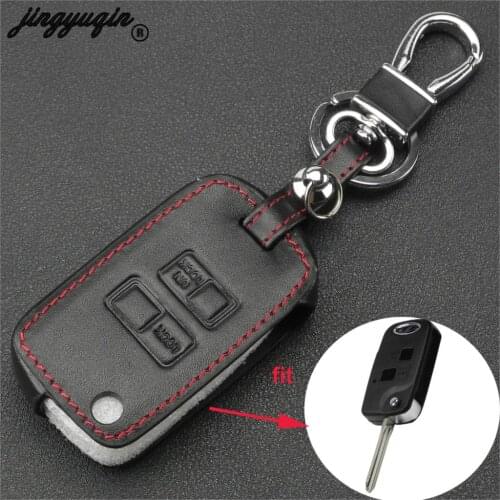 Jingyuqin For Toyota RAV4 Avalon Echo Prado Tarago Camry Tarago For Lexus Fob Cover Leather Flip Remote Key Case 2 Button