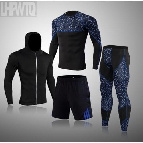Brand Compression Mens Sport Suits Quick Dry Running Sets Clothes Sports Joggers Training Gym Fitness Tracksuits MMA Rashguard