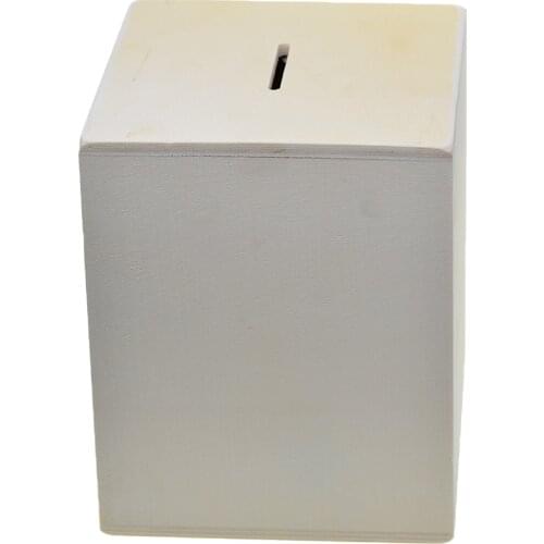 Unfinished Wooden Money Boxes, Wooden Money Box Piggy Bank Cubic Money Box Money Saving Box, 12 x 10 x 10cm