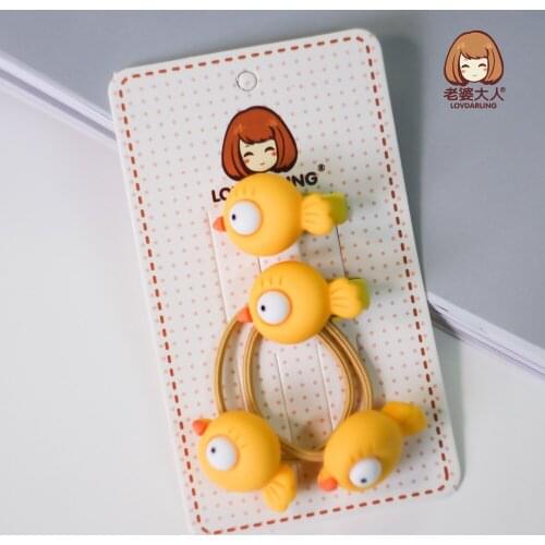 Small Animal Cute Children Hair Ring and Hairpins Combination Suit 4-Piece Rubber Band Japanese and Korean Hair Accessories