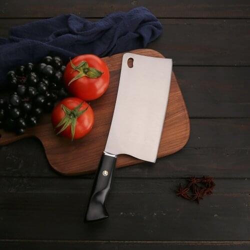BIGSUNNY 7.3inch Chopping Knife, 9Cr18MoV Stainless Steel, Ebony Wood Handle - Fen Series