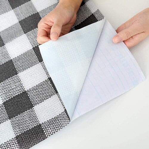 Self Adhesive Vinyl Grey Buffalo Plaid Paper Wallpaper Furniture Sticker Faux Fabric Gingham Shelf Drawer Liner