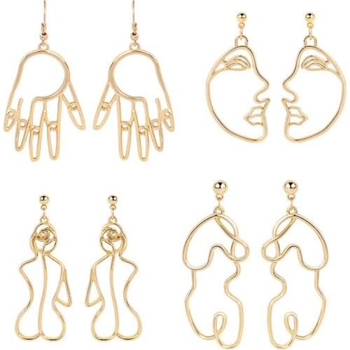 Punk Style Body Drop Earrings For Women Retro Abstract Hollow Out Statement Hand Metal Fashion Dangle Earring Jewelry New