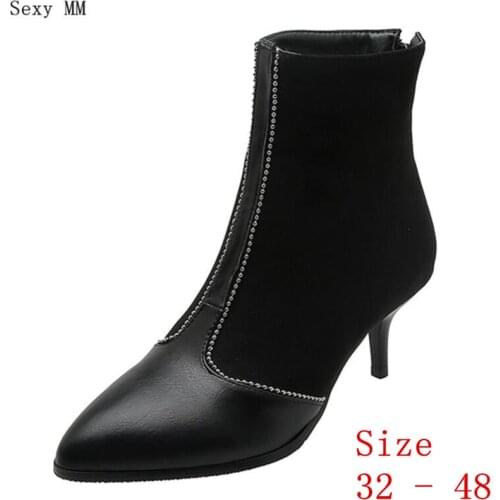 Spring Autumn High Heels Women Ankle Boots High Heels Shoes Woman Short Boots Small Plus Size 32 33 - 40 41 42 43 44 45 46 47 48