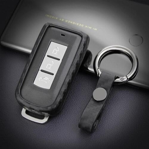 Silica Gel Car Key Case Cover Fob For Mitsubishi EX Asx Colt Grandis Outlander 3 Lancer 10 Pajero Sport L200 Key Ring Styling