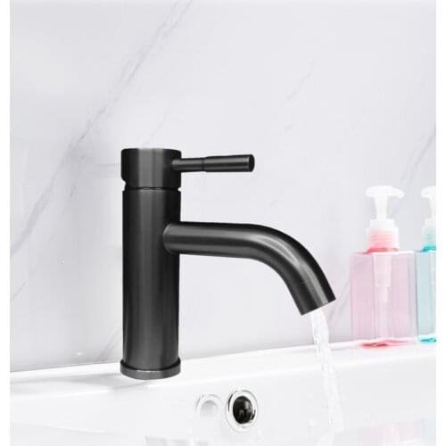 Good Quality Elyn Basin Tap For Bathroom 304 Stainless Black Modern Design Basin Mixer Hot And Cold Adjustable Bathroon Faucet