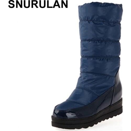SNURULAN 2018 winter women black white Knee high boots Casual shoes woman Snow Boots cylinder boots Shoes Snow E050