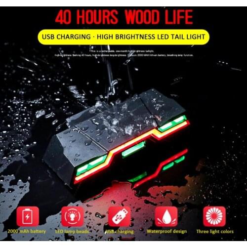Bicycle Light High Endurance USBrechargeable Bicycle Taillight Night Riding Safety Warning Taillight Lamp Bright Bike Tail Light
