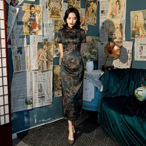 Chinese Style Traditional Qipao Dress For Ladies Vintage Elegant Floral Print Cheongsams Women Party Dress Oversize 4XL
