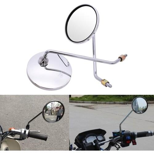 1 Pair Universal Motorcycle mirrors chrome round mirror motorcycle long stem motorcycle accessories free shipping