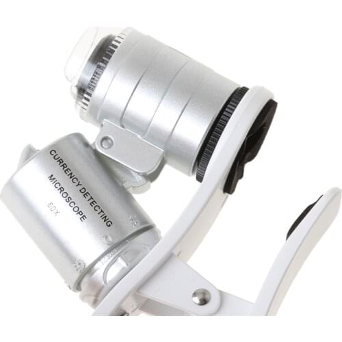Universal 60X Mobile Phone Microscope Lens Magnification Glass LED