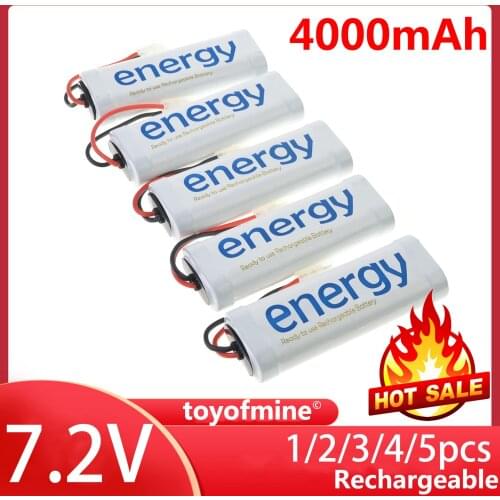 2/3/4/5/pcs RC 7.2V 4000mAh NiMh Plug energy 2x white rechargeable battery