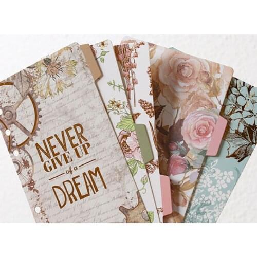 1Set A5 A6 Loose Leaf Notebook Divider 6 Hole Index Separator Binder Stationery