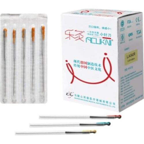 100 disposable sterile acupuncture Small knife needles aluminum handle micro blade needles 0.35/40/50/60mm