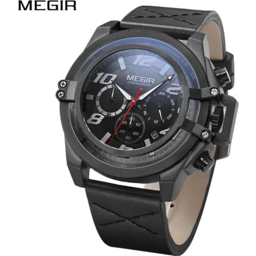 2019 New MEGIR Fashion Casual Watch Mens Watches Top Brand Luxury Sport Mens Watch Big Dial Waterproof Clock Relogio Masculino