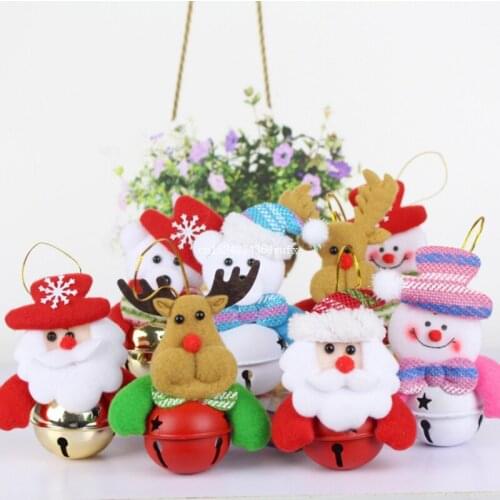 500pcs Christmas Decoration Bells Hanging Party Charm Christmas Tree Decoration Accessories Santa Claus Snowman Doll Pendant