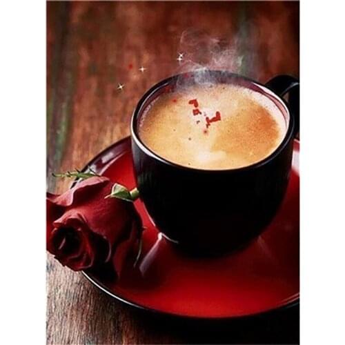 5D DIY Scenery Diamond Painting Coffee Full Drill Square Round Landscape Cross Stitch Diamond Mosaic Kitchen Wall Decor Art Gift