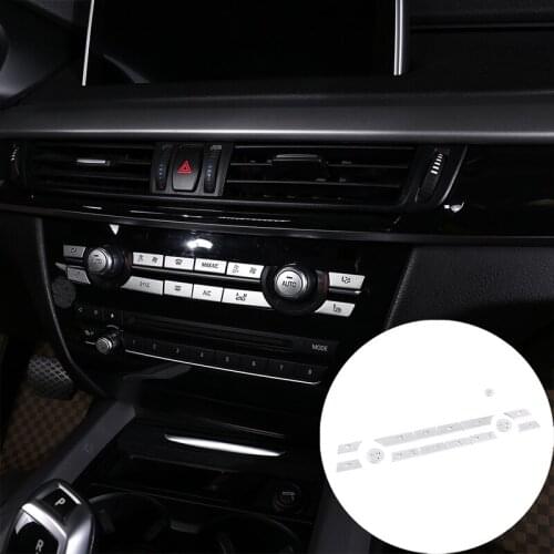 For BMW X5 X6 F15 F16 2014-18 Stainless Steel Car Central Air Conditioning Multimedia Button Decoration Sticker Car Accessories