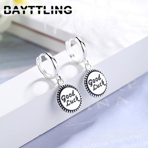 BAYTTLING 925 Sterling Silver 23MM Simple Lucky Round Pendant Earrings For Women Fashion Gifts Wedding Jewelry