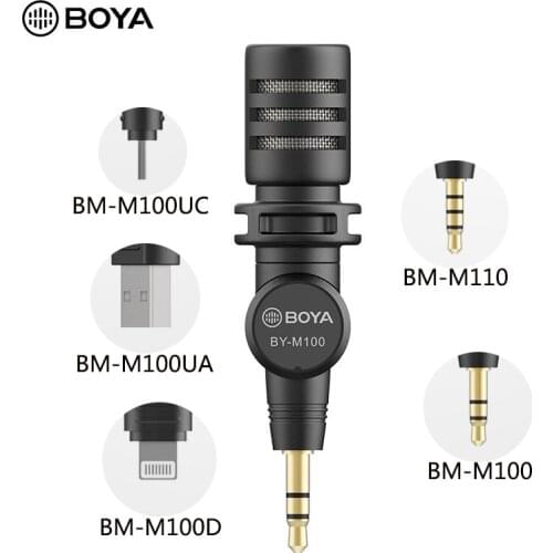 BOYA BY-M100 Omnidirectional 3.5mm TRS Microphone for Canon Nikon Sony DSLR Camera Camcorder Audio Recorder Video Recording Mic