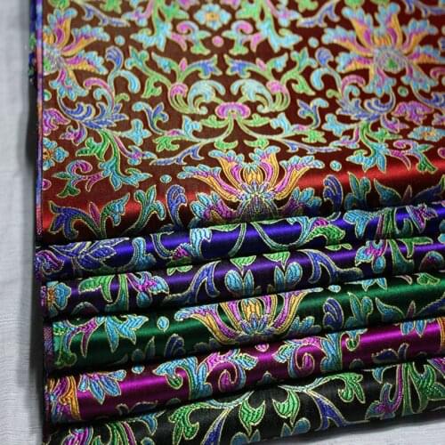 CF384 1Yard 6Colors Chinese Florals Brocade Jacquard Cheongsam Silk Brocade Fabric For Women Dress Fabric For Chinese Wedding