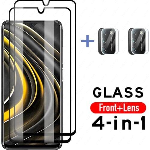 Case Tempered Glass for Xiaomi Poco M3 Cover Screen Protector on For Xiaomi Poco M3 Camera Glass PocoM3 M 3 Glass 6.53 Inch