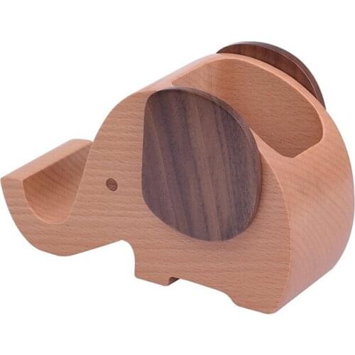Wooden Elephant Cell Phone Holder/Stand with Pen&Pencil Holder Desk Decoration Multi-Functional Supplies Stationery Organizer Gi