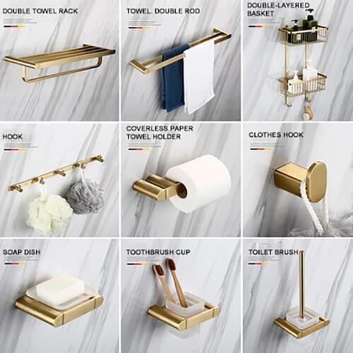 BagnoLux Stainless Steel Brushed Gold Paper Holder Clothes Hook Towel Toilet Soap Dish Bathroom Accessories