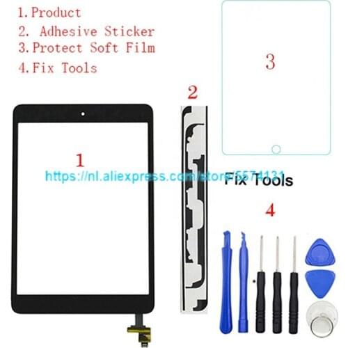 For iPad Mini 1 Mini 2 A1432 A1454 A1455 A1489 A1490 A149 Touch Screen Digitizer Sensor+IC Chip Connector Flex+Key Button