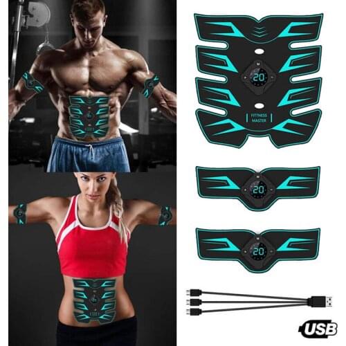 Home Gym Wireless Abdominal Muscle Stimulator EMS Smart Fitness Training Electric Massager Body Slimming Belt USB Recharge ABS