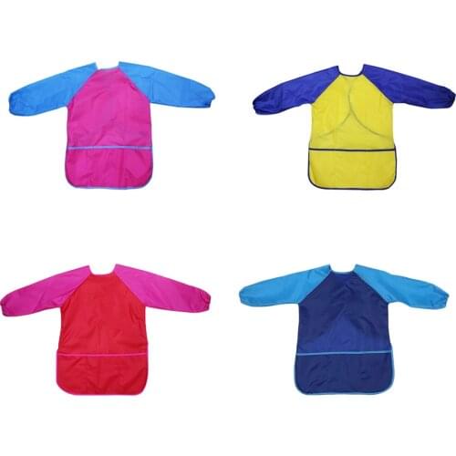Waterproof Reused Long Sleeve Apron Baby Toddler Painting Feeding Smock Bib Children Drawing Supplies