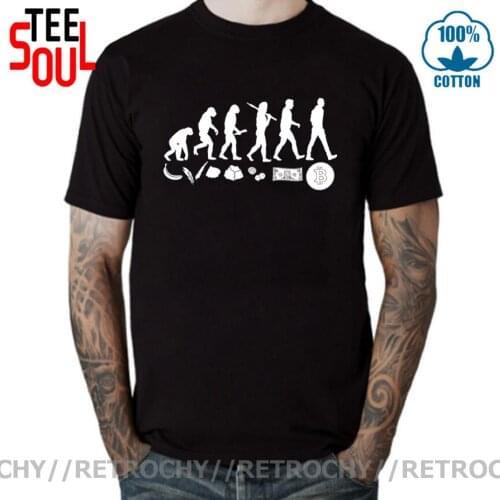 Retrochy Men Womens T-Shirts The Evolution Of Money Bitcoin Btc Crypto Cryptocurrency Tees Blockchain T Shirt O Neck Clothes