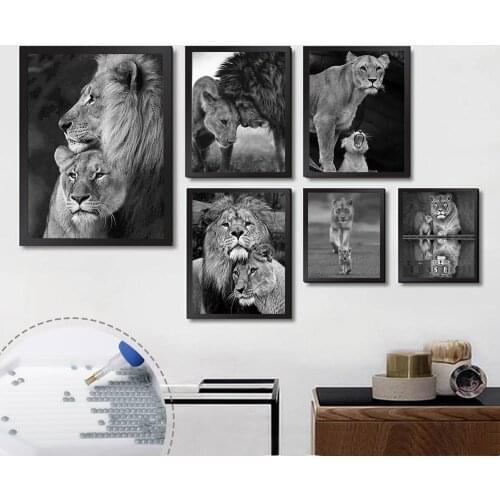 HUACAN DIY Diamond Painting Cross Stitch Animal Full Square Diamond Embroidery Lion Mosaic Rhinestone Decoration For Home