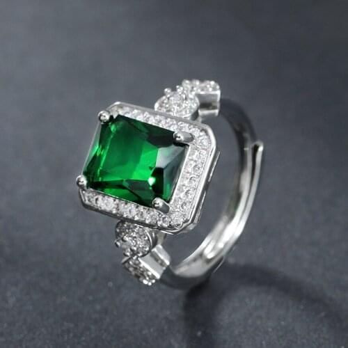 925 Sterling Silver Ring for women Blue Emerald Transparent Noble Engagement Party Ladies Ring Fashion Jewelry Exquisite Jewelry