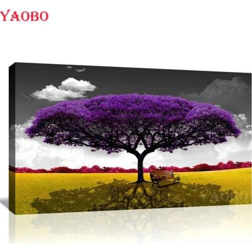 Full Drill square,Purple tree,diamond embroidery,5d diamond painting,Cross Stitch,3D rhinestones painting,Mosaic Home Decor