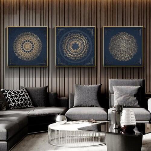 Mandala Round Gold Retro Pattern Elegant Decorative Painting Poster Wall Art Canvas Printing Bedroom Living Room Home Decoration