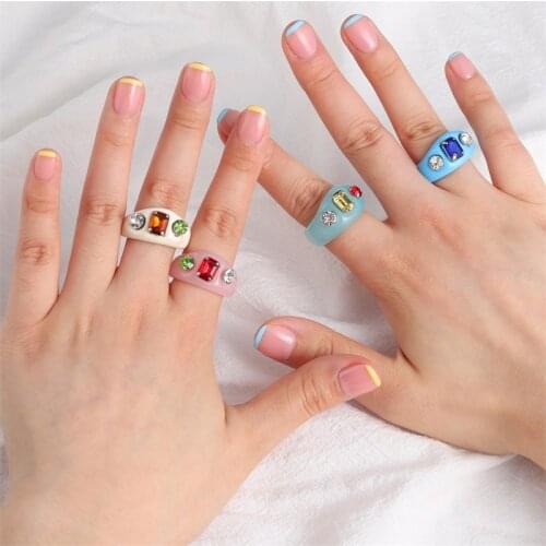 Chunky Ring wth Colorful Rhinestone Crystal Indie ring Girls Summer Travel Jewelry Gifts Y2K Style