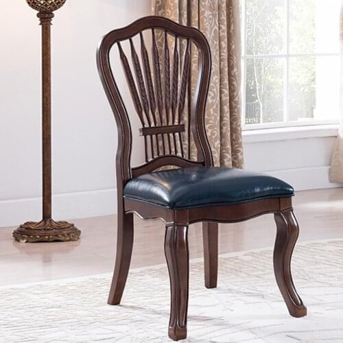 Furniture American-style Backrest Soft-packed Solid Wood Dining Chair European-style Leisure Desk Chair Computer Chair