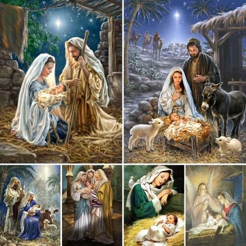 5D DIY Diamond Painting Religion Cross Stitch Kit Full Drill Square Embroidery Picture of Rhinestones Mosaic Religious Icons