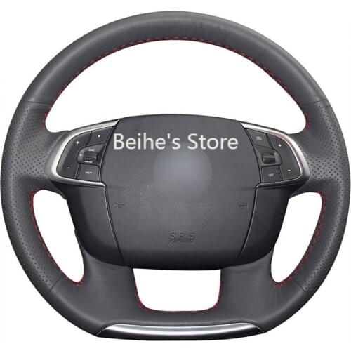 Free Customized PU Steering Wheel Stitch on Wrap Cover For Citroen C4 DS4 C4L